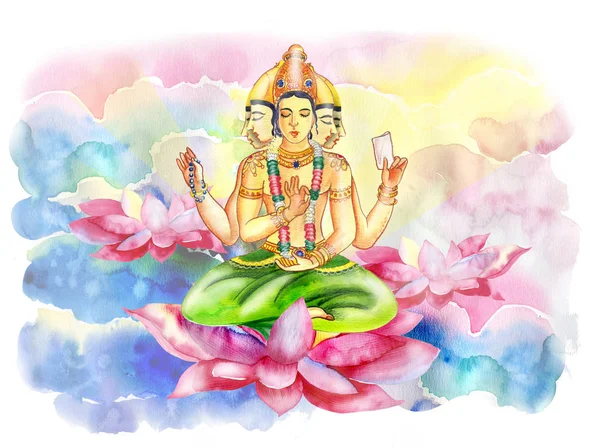 Brahma sitzt auf dem Lotus — Stockfoto