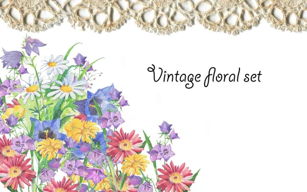 Tarjeta Vintage con flores — Foto de Stock