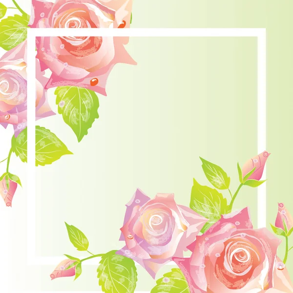 Grußkarte mit zarten Rosen — Stockvektor