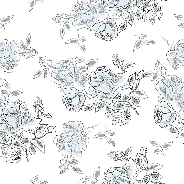 Modèle sans couture avec l'image d'une rose fleurs — Image vectorielle