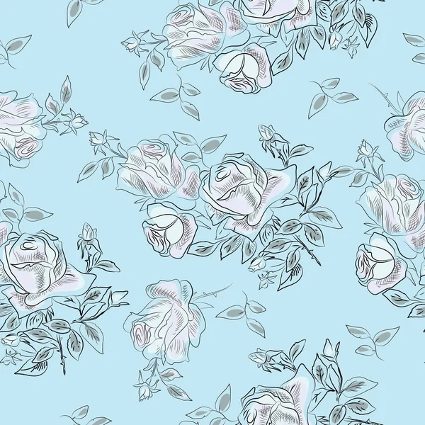 Modèle sans couture avec l'image d'une rose fleurs — Image vectorielle