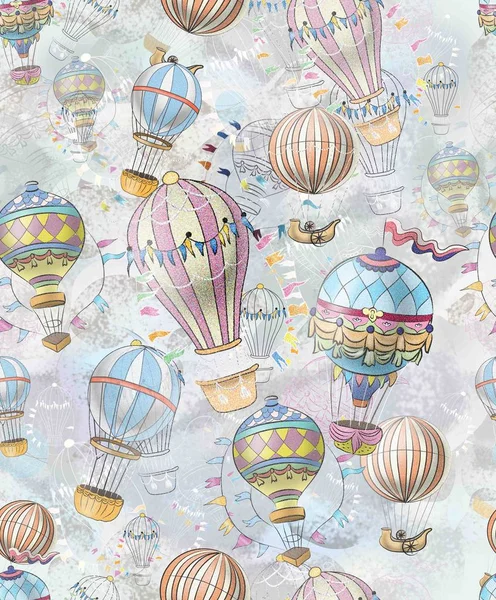 seamless pattern - balloons against the fantastic sky background