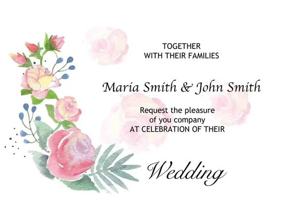beautiful wedding invitation with watercolor roses