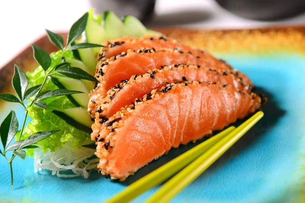 Salmon sashimi slices — Stock Photo, Image