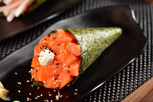 Σολομός Temaki Εστιατόριο Τραπέζι — Φωτογραφία Αρχείου