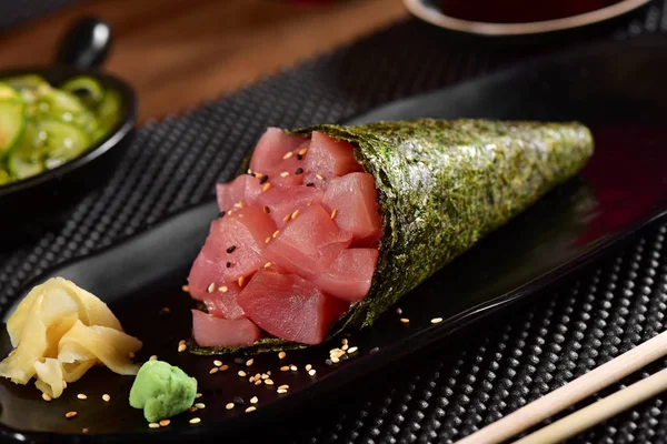 Tuna Temaki Sushi Restaurant Table — Stock Photo, Image