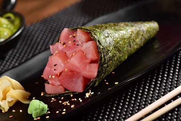 Tuna Temaki Sushi Restaurant Table — Stock Photo, Image