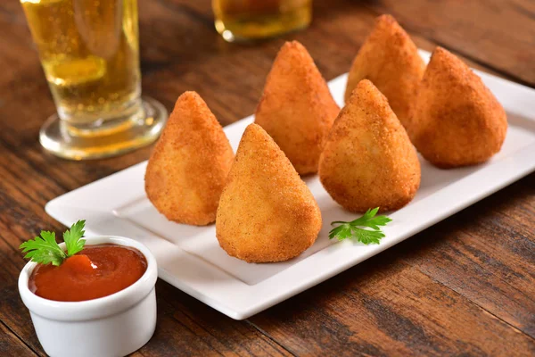 Deep fried Brazilian snack on bar table