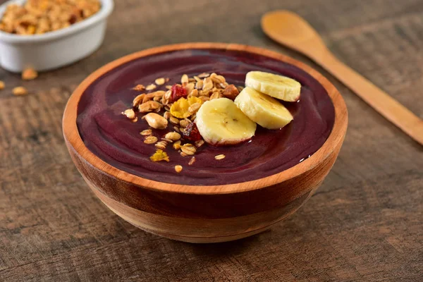 Frozen Acai Granola Rustic Bowl — Stock Photo, Image