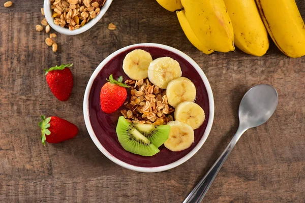 Frozen Acai Bowl Fruits Top — Stock Photo, Image