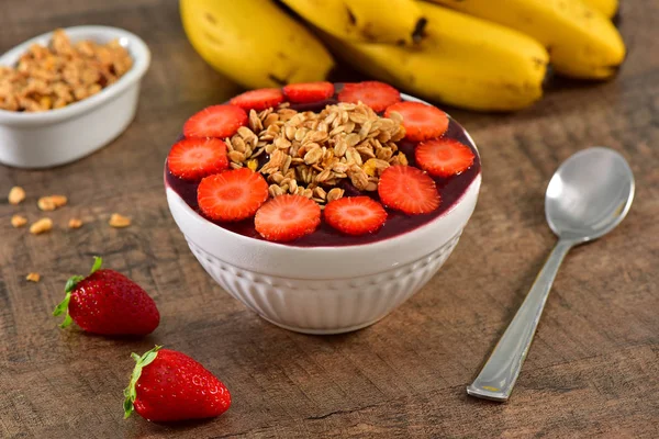 Frozen Acai Strawberries Slices Top — Stock Photo, Image