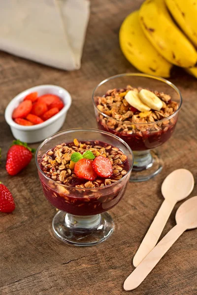 Acai Berry Cup Wooden Background — Stock Photo, Image