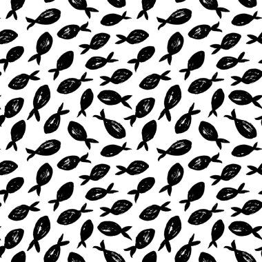 elle çizilmiş balıklar ile desen