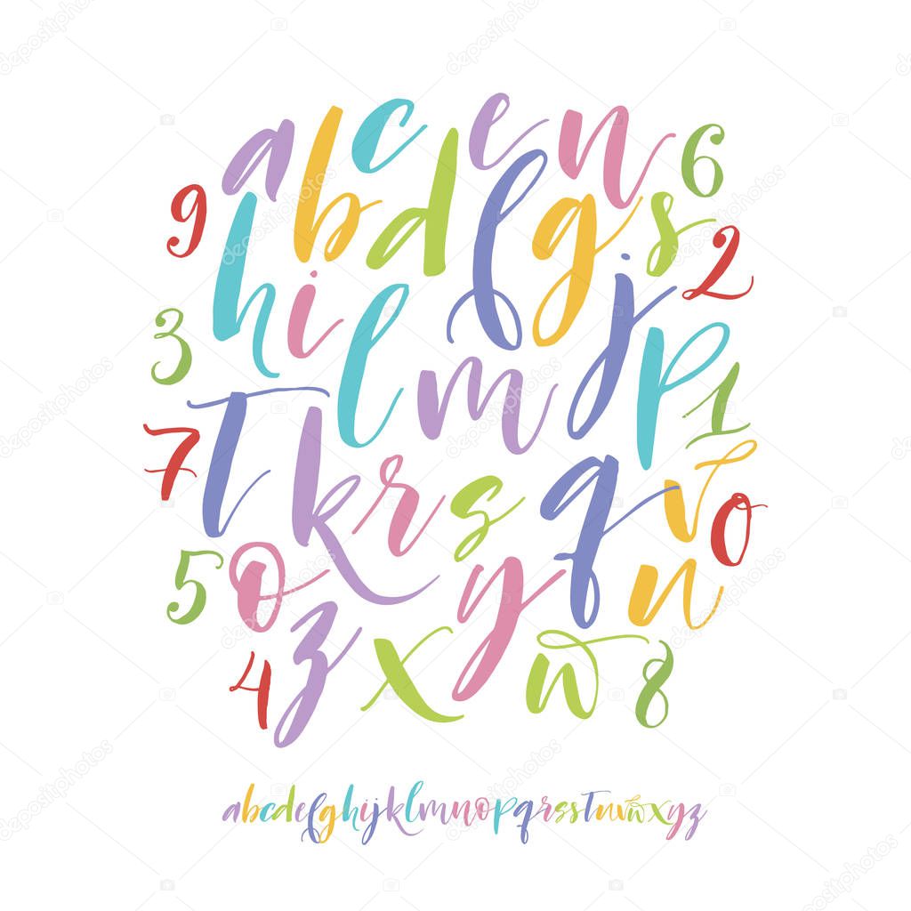 Hand drawn brush alphabet