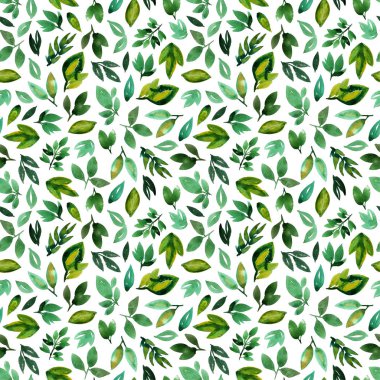 Suluboya yapraklı kusursuz desen.