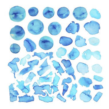 elle çizilmiş mavi sulu boya lekeleri.