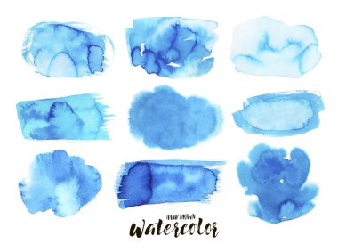 elle çizilmiş mavi sulu boya lekeleri.