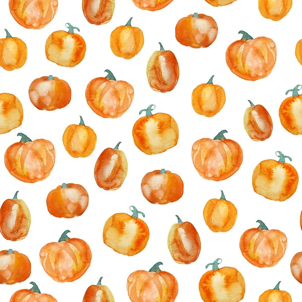 pattern with watercolor pumpkins.