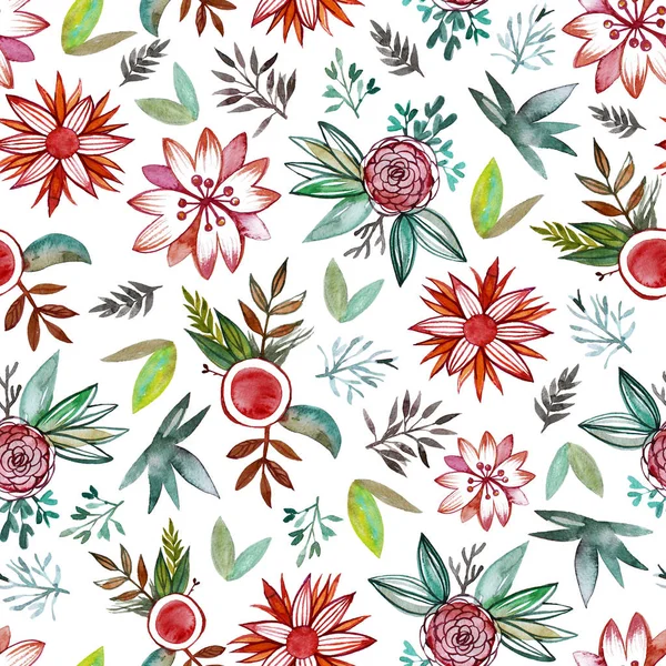 Seamless pattern with abstract watercolor flowers. — Stock Photo, Image