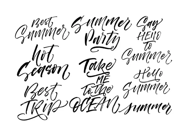 Collection of summer lettering - Stok Vektor