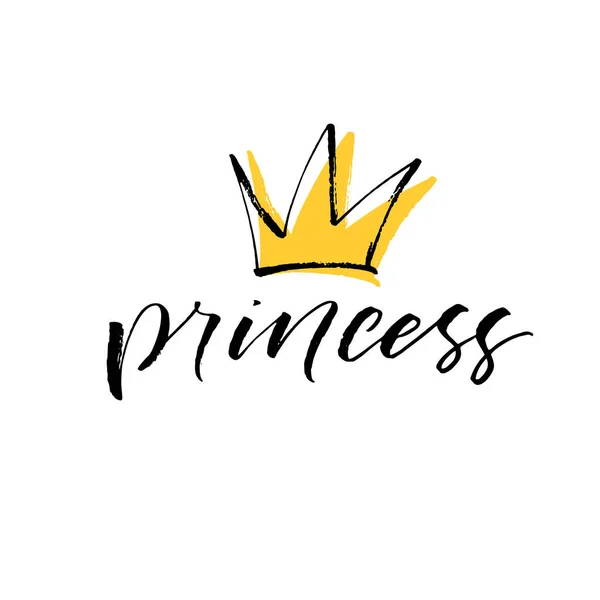 Princesa letras con corona . — Vector de stock