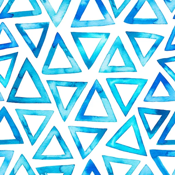 Modello con triangoli acquerello blu — Foto Stock