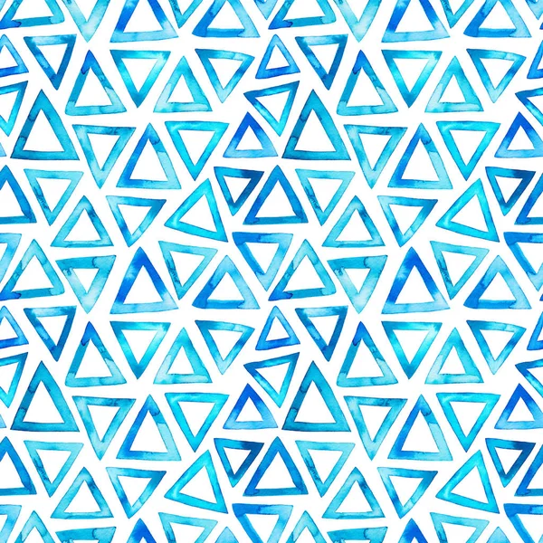 Шаблон с голубыми треугольниками акварели — стоковое фото