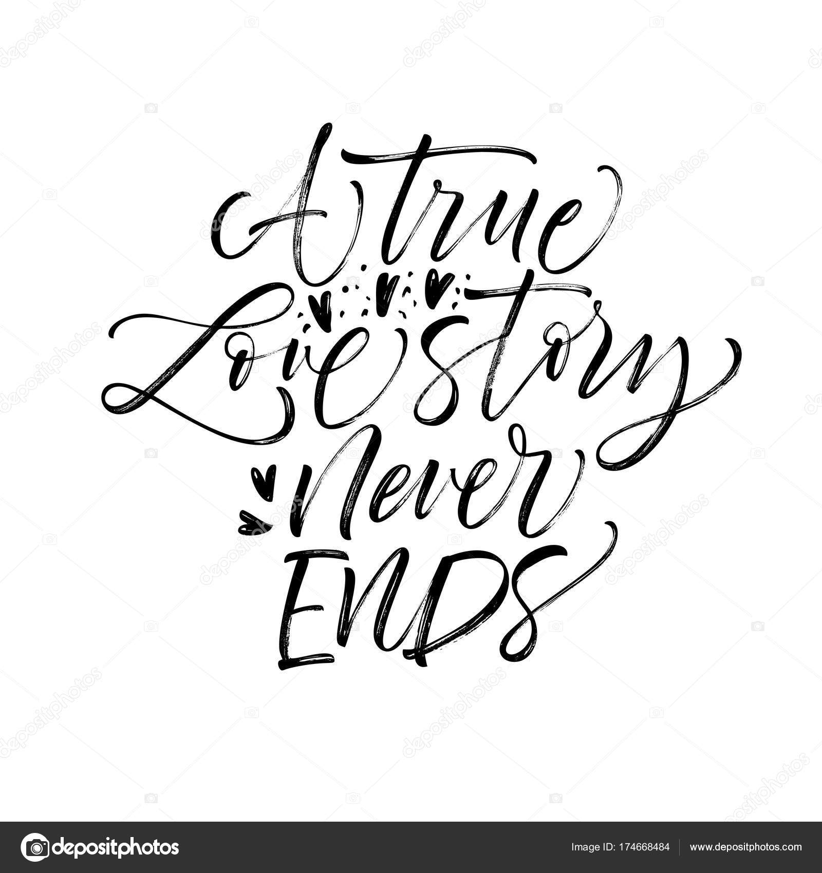 True Love - Lettering Valentines Day Calligraphy Phrase Isolated