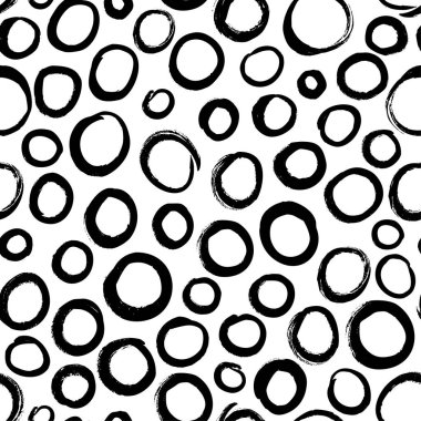 Vektör sorunsuz polka noktalı desene. Siyah beyaz puantiyeli süsleme. Mürekkep çizim. Kağıt ambalaj için çizilmiş süsleme el. Kağıt ambalaj için geometrik desen. 