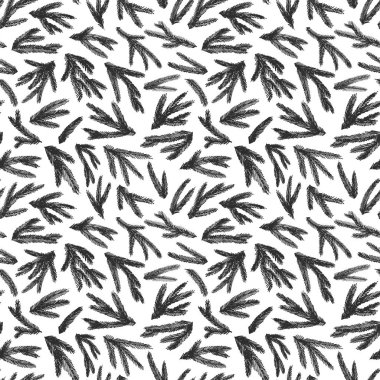 Vektör çam dalları ile Seamless modeli. Mürekkep çizim. Kağıt ve dekor kaydırma için Noel süs. Vektör çizim