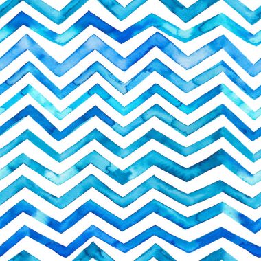 Zig zag mavi suluboya seamless modeli. Geometrik arka plan. Süs kağıt ambalaj için. Sulu Boya dekor el çekilmiş.