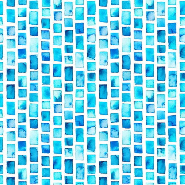 Aquarel Naadloze Patroon Met Pleinen Rechthoek Vierkante Mozaïek Geometrische Achtergrond — Stockfoto