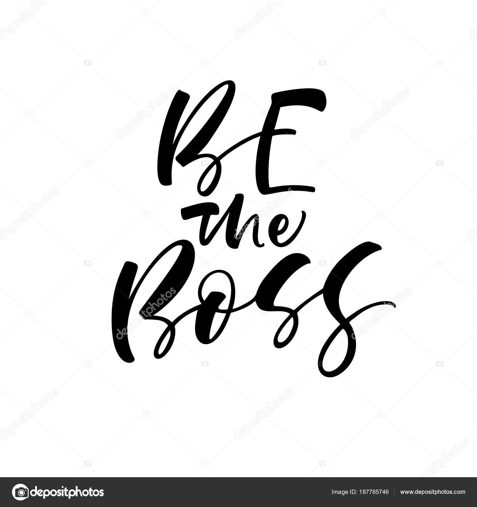 Boss Phrase Ink Illustration Modern Brush Calligraphy Isolated White