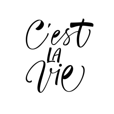 C'est la vie ifade. Bu hayat ifade Fransızca. Mürekkep çizim. Modern fırça hat. Beyaz arka plan üzerinde izole.