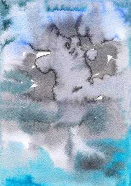 El suluboya arka plan çekilmiş. Siyah ve mavi renk. Suluboya arka plan gradyan ile. 