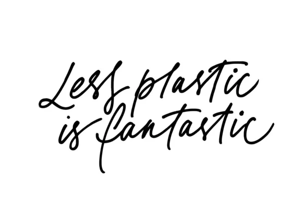 Less plastic is fantastic ink pen handdrawn lettering — ストックベクタ