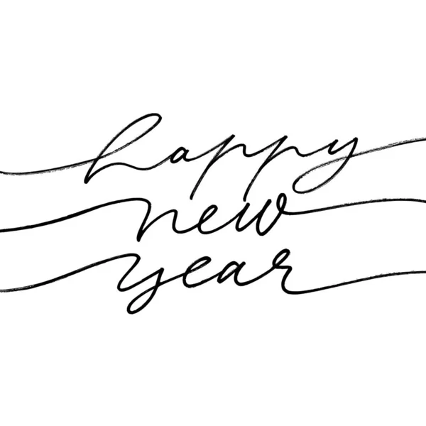 Szczęśliwego Nowego Roku 2020 kaligrafia frazę. Szczęśliwego Nowego Roku napis mono line. Ilustracja atramentu wektorowego izolowana na białym tle. — Wektor stockowy