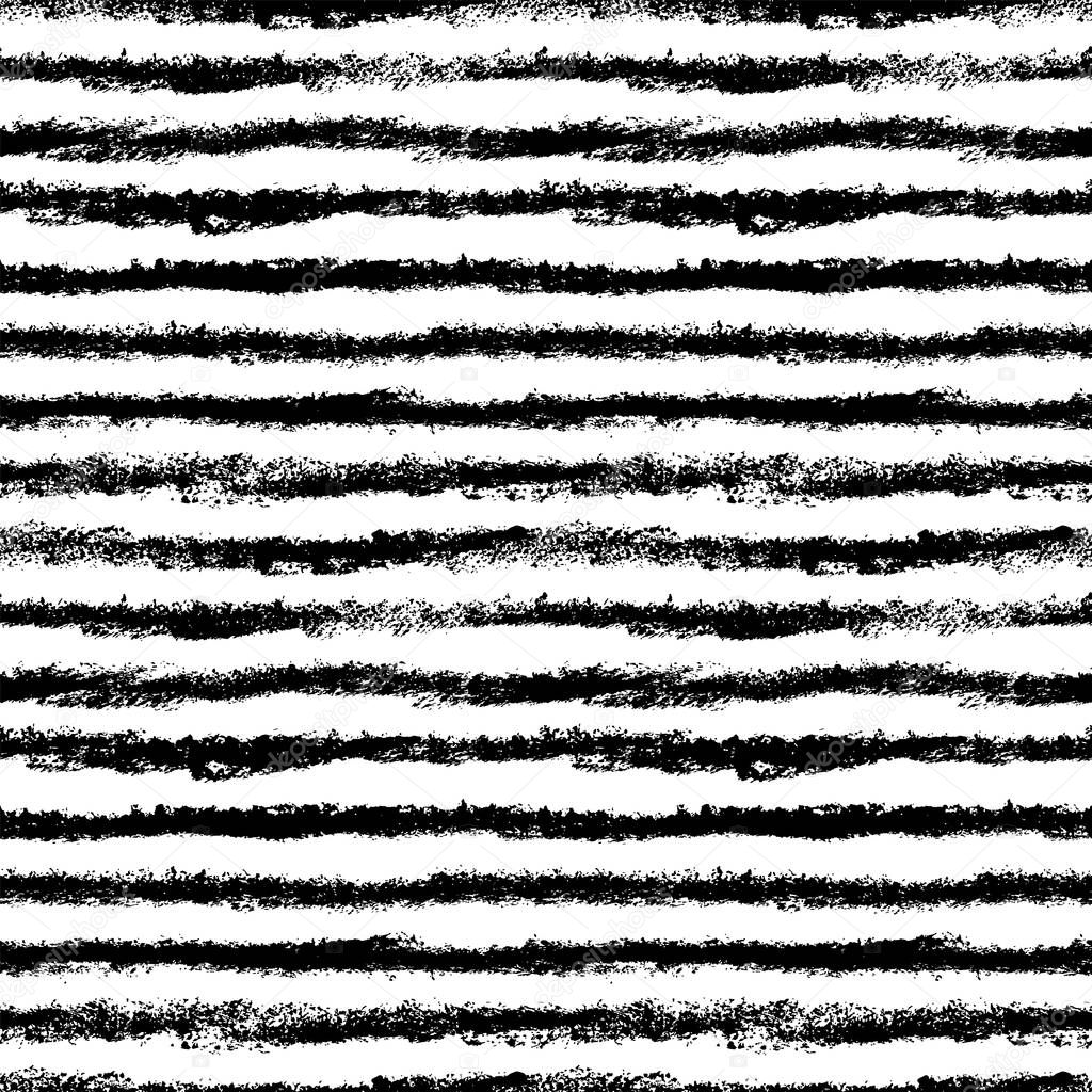 Horizontal charcoal lines vector seamless pattern. Artistic coal pencil drawing decorative texture. 