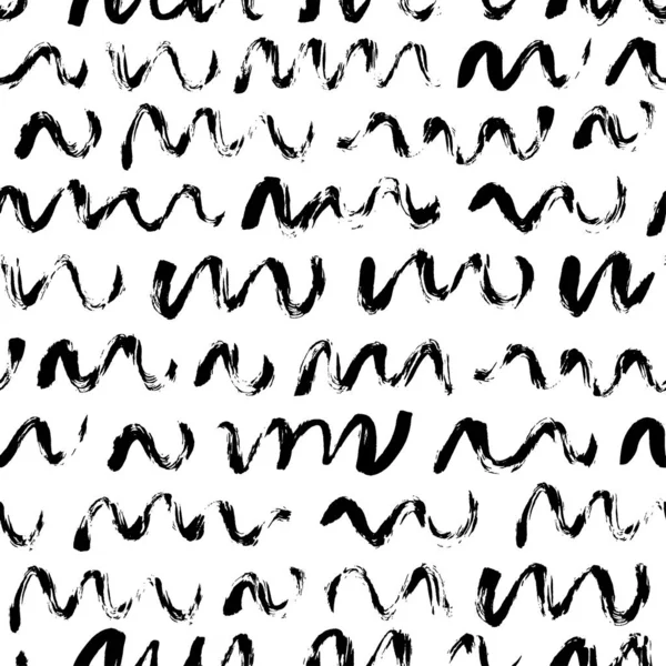 Krullende golven hand getekend naadloos patroon — Stockvector