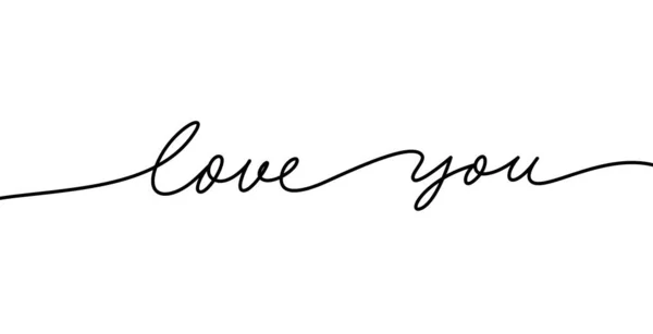 Te quiero una caligrafía de línea única. Frase para feliz día de San Valentín o lgbt orgullo. Tarjeta de felicitación alentadora — Vector de stock