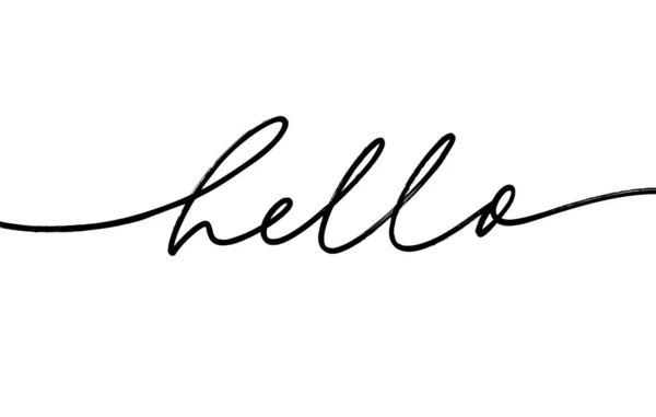 Hello monocolor hand drawn lettering — Stock Vector