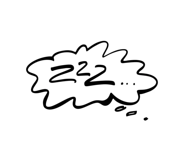 Sleep comic speech bubble zzz. Icono de burbuja dormido ilustración vectorial de tinta dibujada a mano aislada sobre fondo blanco . — Archivo Imágenes Vectoriales