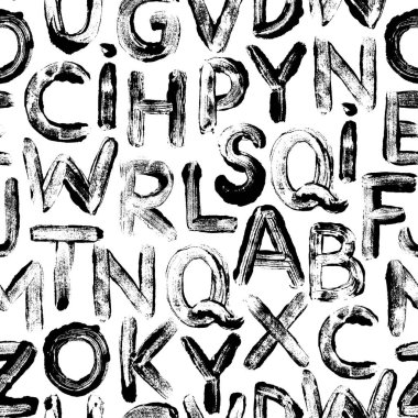 Grafiti tarzında alfabe harfleri. Vektör el çizilmiş grunge arkaplanı. 