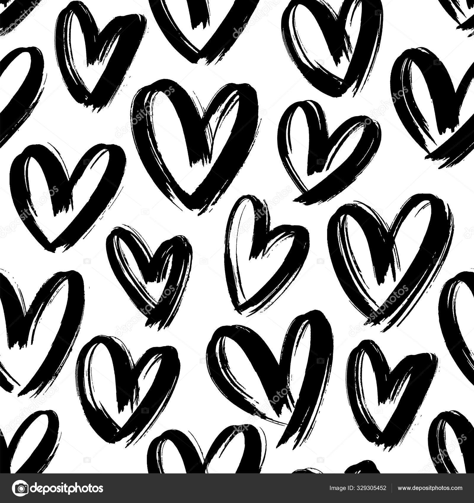 Black And White Hand Drawn Heart Shaped Love Vector - Heart Clipart  (#173935) - PikPng