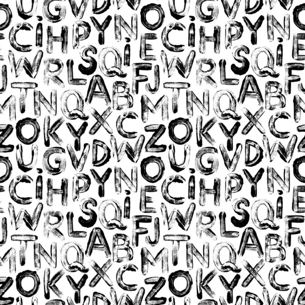 Alphabet letters in graffiti style seamless pattern. Vector hand drawn grunge background. — ストックベクタ