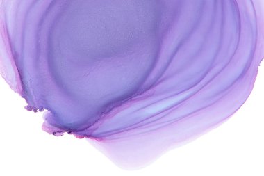 Açık mor alkol mürekkebi soyut arka plan. Elle çizilmiş sıvı renkli doku. Mor ve mor suluboya desenli duvar kağıdı.