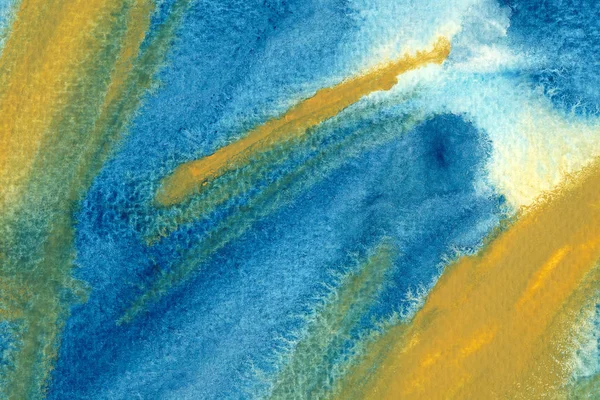 Fondo de pantalla de color turquesa y amarillo acuarela. Fondo azul acuarela. Pincel dibujado a mano trazos tinta ilustración . — Foto de Stock