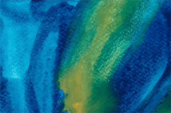 Ljusblå och gul färgglada akvarell abstrakt vektor bakgrund. Handritade himmel blå och gröna penseldrag — Stock vektor