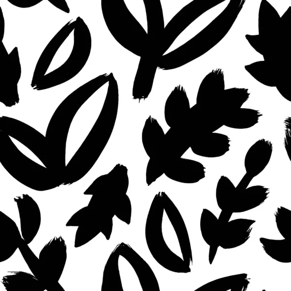 Abstract freehand leaves vector seamless pattern — 스톡 벡터