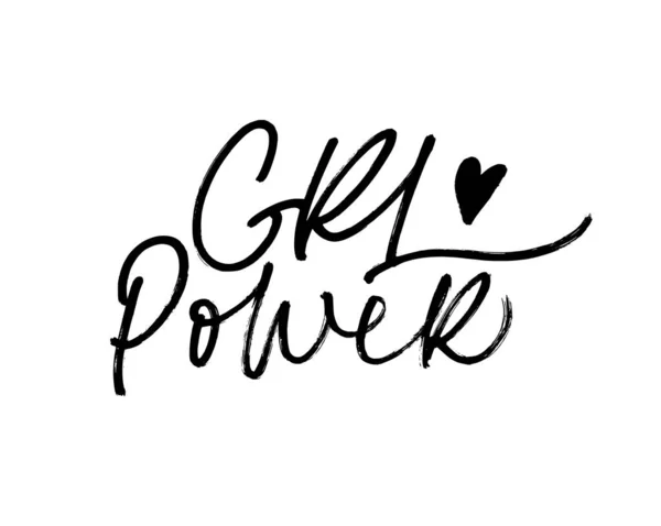 Girl power motivational quote. Hand drawn modern vector calligraphy. Dry brush texture, linear style lettering. — Stock Vector